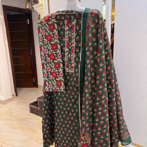 Festive unstitched fancy cotton suit 