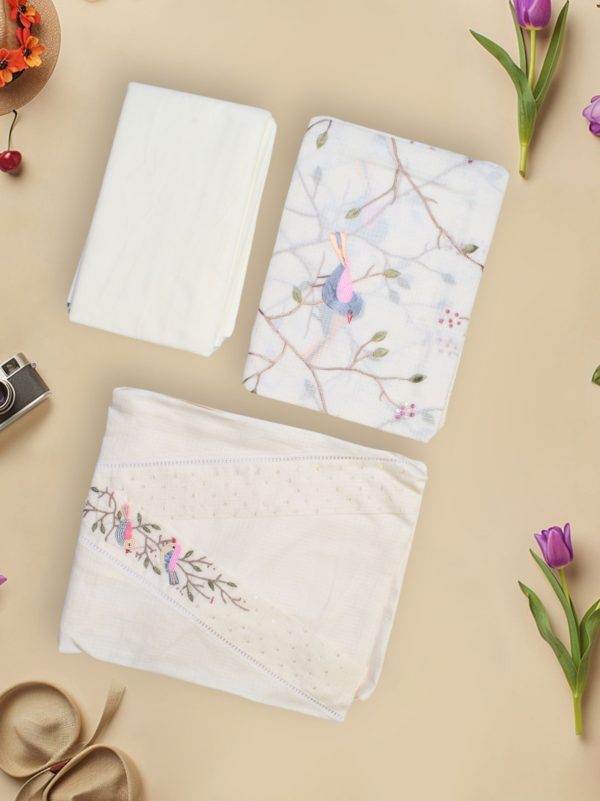 Festive doriya suit off white colour